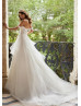 Off Shoulder Beaded Ivory Lace Tulle Dreamy Wedding Dress